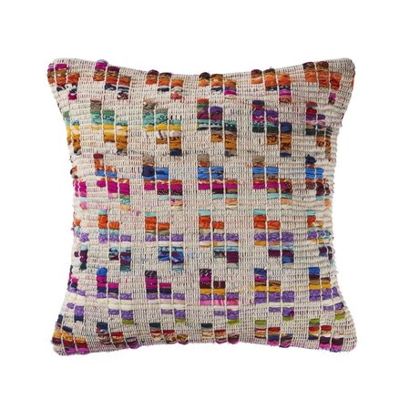 LR HOME LR Home PILLO07447MLTFFPL 20 x 20 in. Eclectic Chindi Throw Pillow; Multi Color PILLO07447MLTFFPL